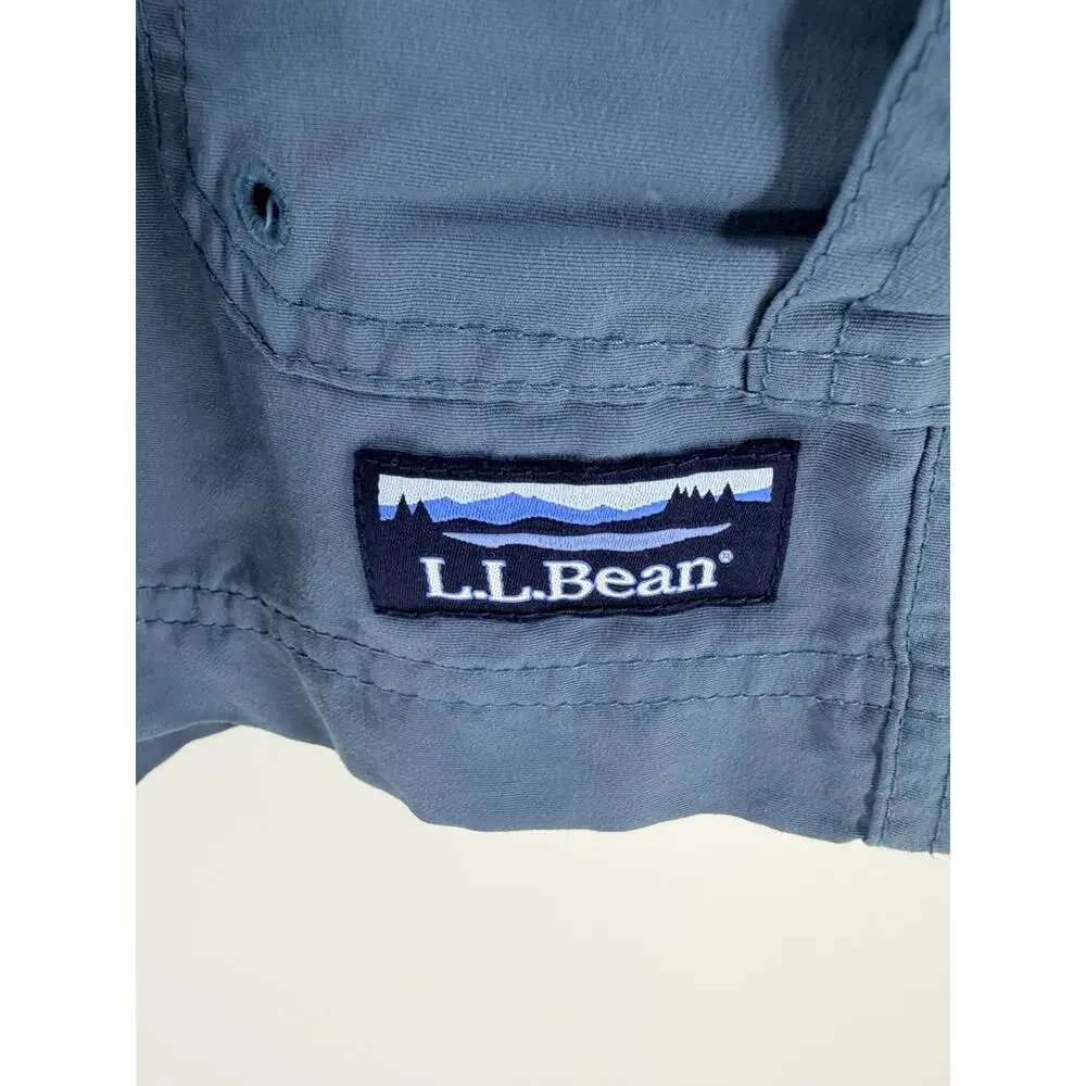 LL Bean Men's XL Cargo Shorts Slate Blue Nylon Elastic Waist‎ Quick Dry Outdoor